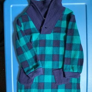 Plaid fleece one piece